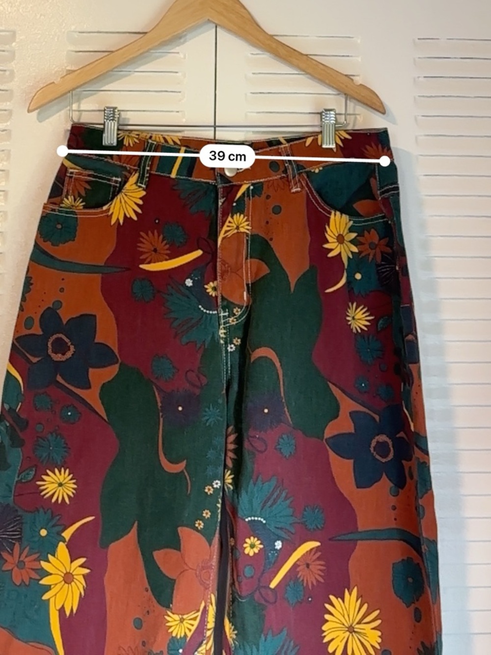 KCGH Retro Floral Wide-Leg Pants – Bold 70s Statement | Size XL - Picture 9 of 12